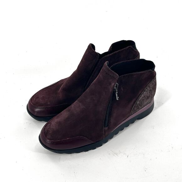 Munro Danika Sneaker Boots 5 Burgundy Red NWOT Ankle Booties Comfort Wedge Zip - Picture 6 of 7